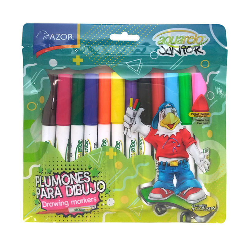 MARCADOR BASE AGUA DELG CON 12 AQUARELO JR