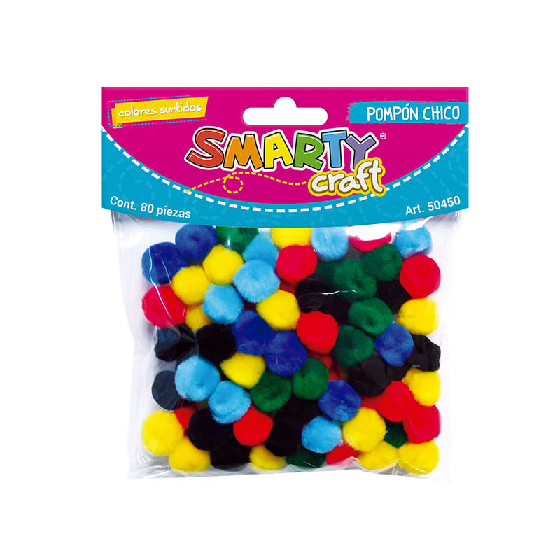 POMPONES CHICOS COLORES SURTIDOS C/80 PZAS