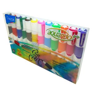 Marcador Base Agua Colores Con 12 Aquarelo Blt 301.20012