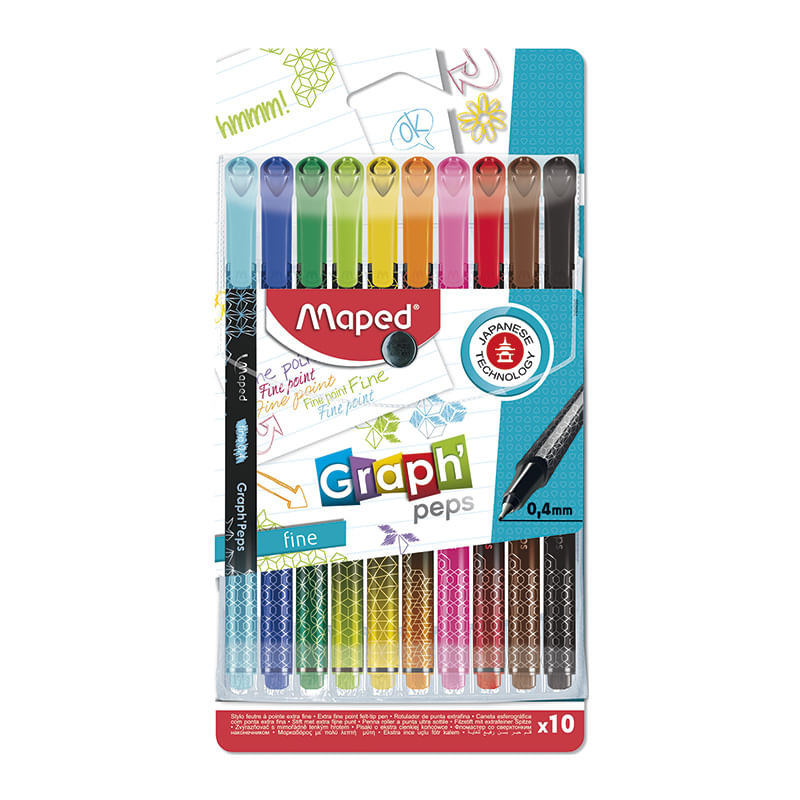 ROTULADOR ULTRAFINO COLORES SURTIDOS CON 10 GRAPH'PEPS