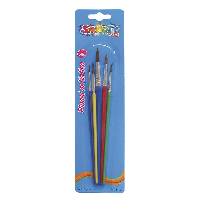 PINCEL PLASTICO ARTISTICO PUNTA RED CON 5 (No1-3-5-7-9) BLT