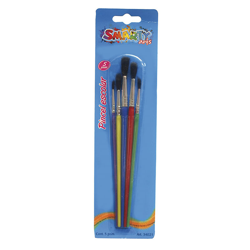 PINCEL PLASTICO ESCOLAR PUNTA RED CON 5 (No1-3-5-7-9) BLT