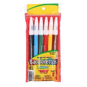 Marcador Delgado Bacolorettos Estuche Con 6 Pzas Ptmra0051