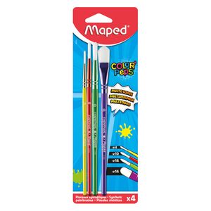 Juego De Pinceles Escolar Planos Y Redondos Con 4 Maped 867810
