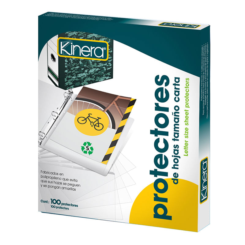 PROTECTOR DE HOJAS CARTA KINERA CAJA CON 100PZAS