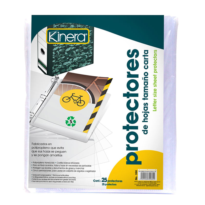 PROTECTOR DE HOJAS KINERA BOLSA CON 25 PZAS