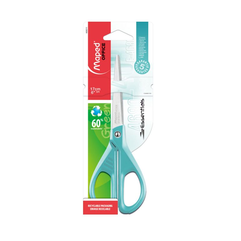 TIJERA METAL PLASTICO 6 3/4" ESSENTIALS GREEN COLOR