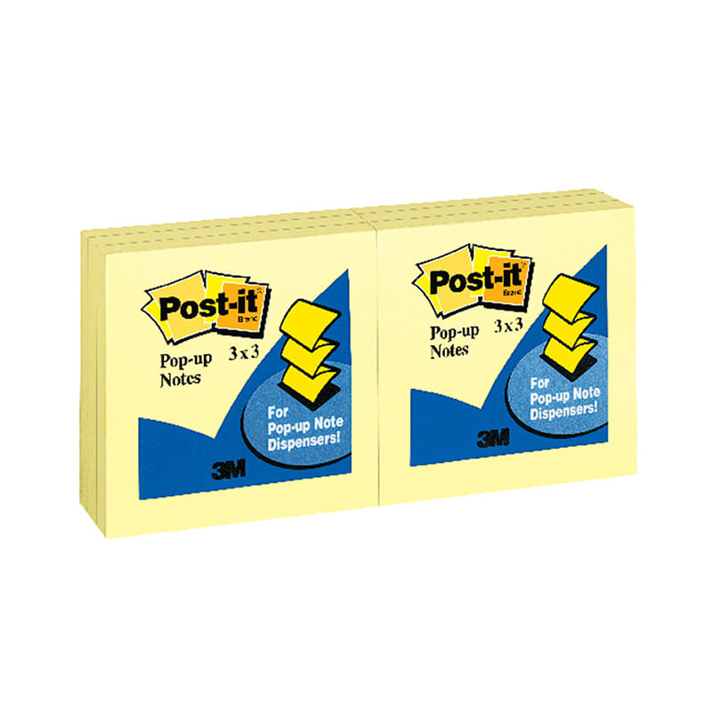 NOTAS ADHESIVAS 3x3 POP UP AMARILLO C/100H PAQUETE CON 6