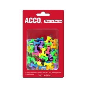 Pins Plast Colores Neon Surtidos C/60Pzas Acco P4023