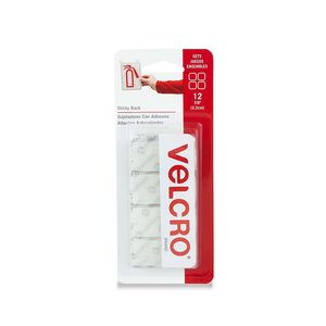 Velcro Cuadro Adhesivo 2.2X2.2Cm Blanco C/12 Pzas 90073
