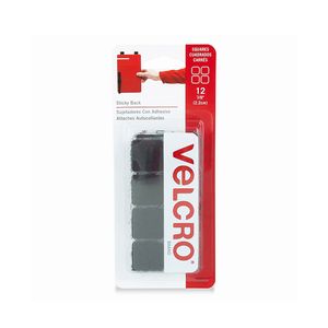 Velcro Cuadro Adhesivo 2.2X2.2Cm Negro C/12 Pzas 90072