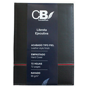 LIBRETA EJECUTIVA RAYAS 72H NEGRO/ROJO