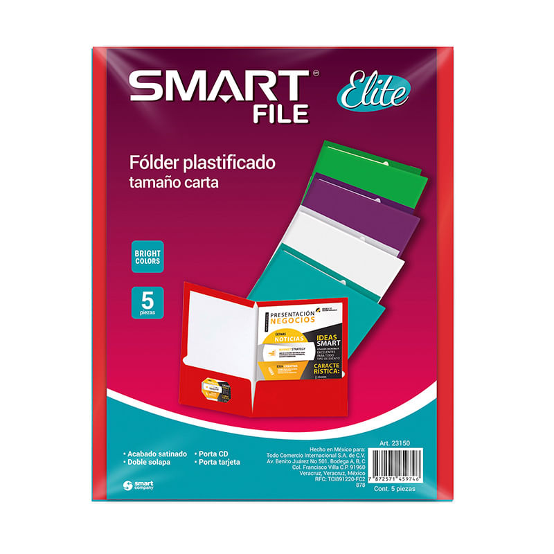 FOLDER CARTA EJECUTIVO BRIGHT COLORES SURTIDOS CON 5PZAS