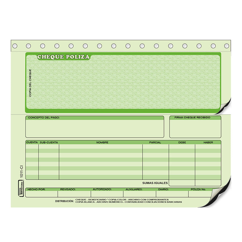 BLOCK POLIZA CHEQUE 1/2OF CARBON C/20JGOS PRINTAFORM