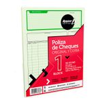 BLOCK POLIZA CHEQUE CARTA AUT C/25 JUEGOS