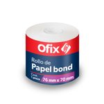 ROLLO PAPEL BOND OFIX 76MM X 70MM
