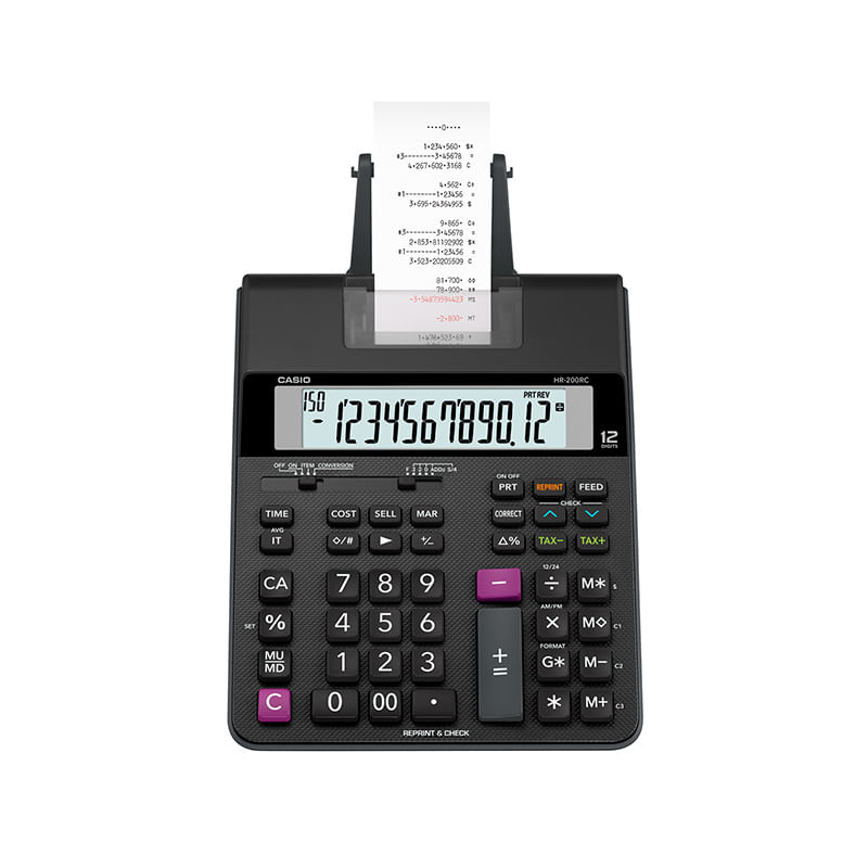 SUMADORA CASIO HR-200RC 12DIG MEDIANA DOS TINTAS BAT/AC