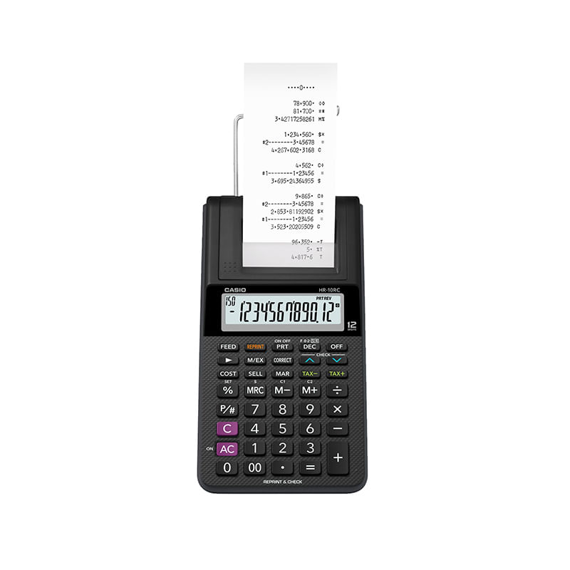 SUMADORA CASIO MINI PRINTER HR-10RC 12DIG 20 LINEAS/SEG