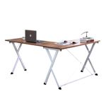 ESCRITORIO HOME OFFICE EN L COLOR NOGAL CON ESTRUCTURA BLANCA