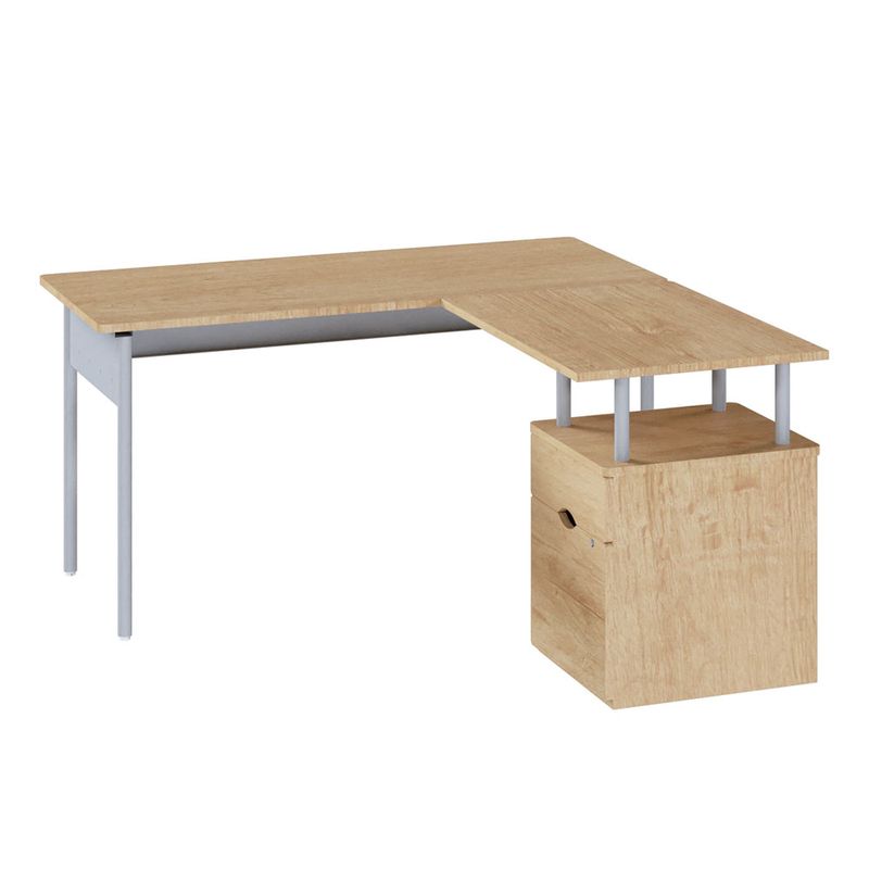 ESCRITORIO TIPO L THORINO CON ARCHIVERO EUCALIPTO 140 X 140