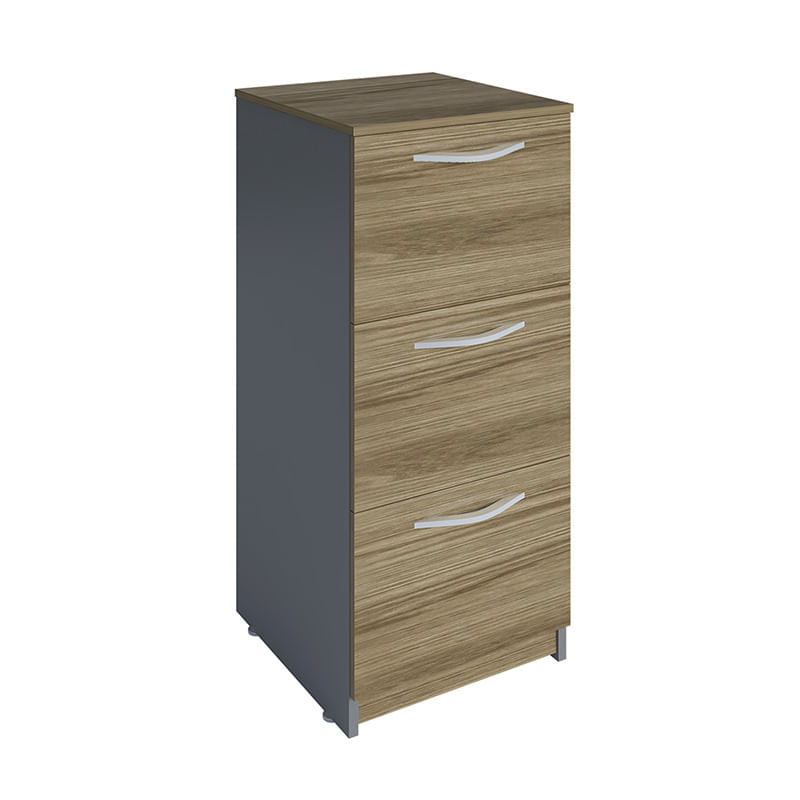 ARCHIVERO VERTICAL 3 GAVETAS ROBLE/GRIS