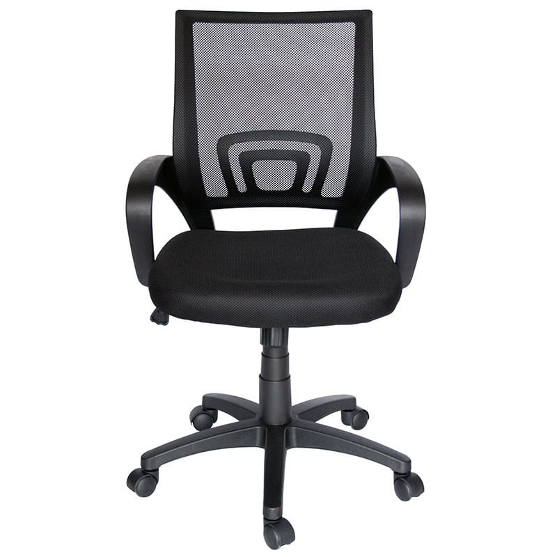 SILLA SECRETARIAL CON BRAZOS MALLA ECOCHAIR NEGRO