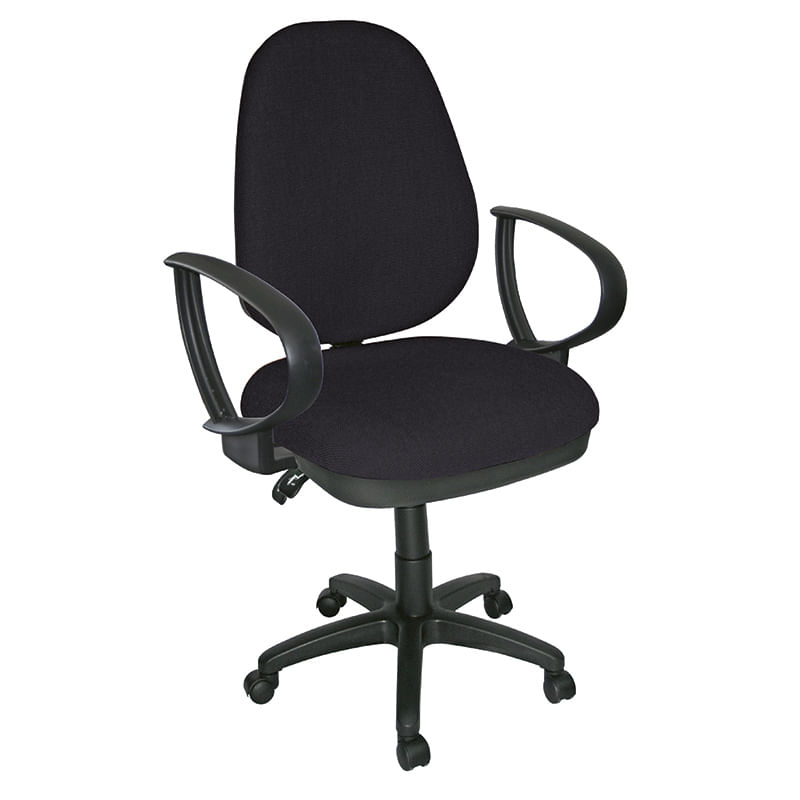 SILLA SECRETARIAL CON BRAZOS TELA OBSESSION NEGRO