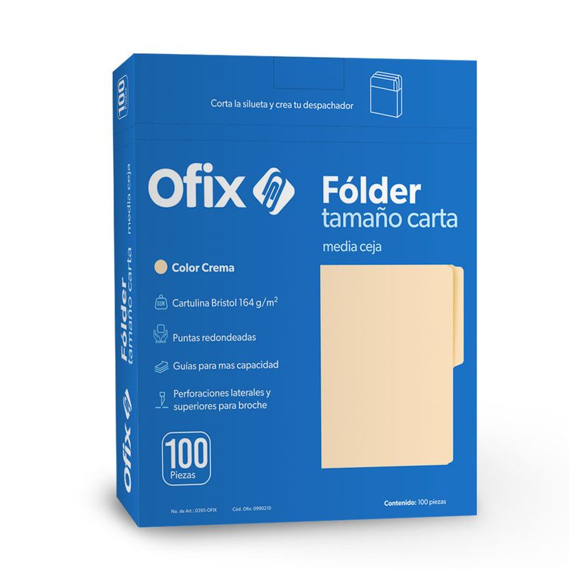 FOLDER CARTA CREMA OFIX CON 100PZAS