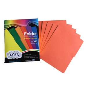 Folder Carta Naranja Intenso Con 100Pzas L84