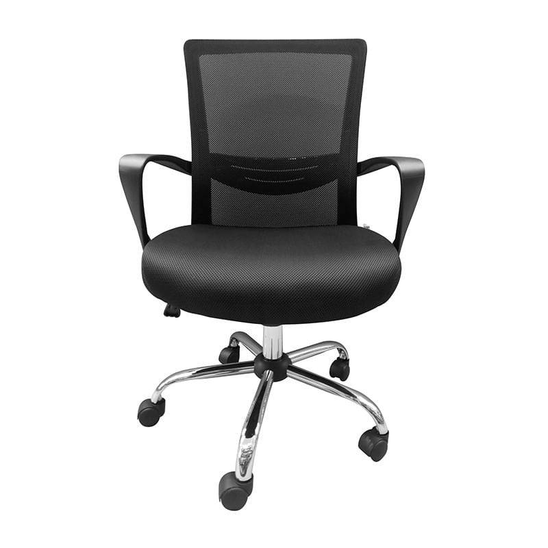 SILLON EJECUTIVO RESPALDO MEDIO MALLA KLAVE NEGRO ESTRELLA CROMADA