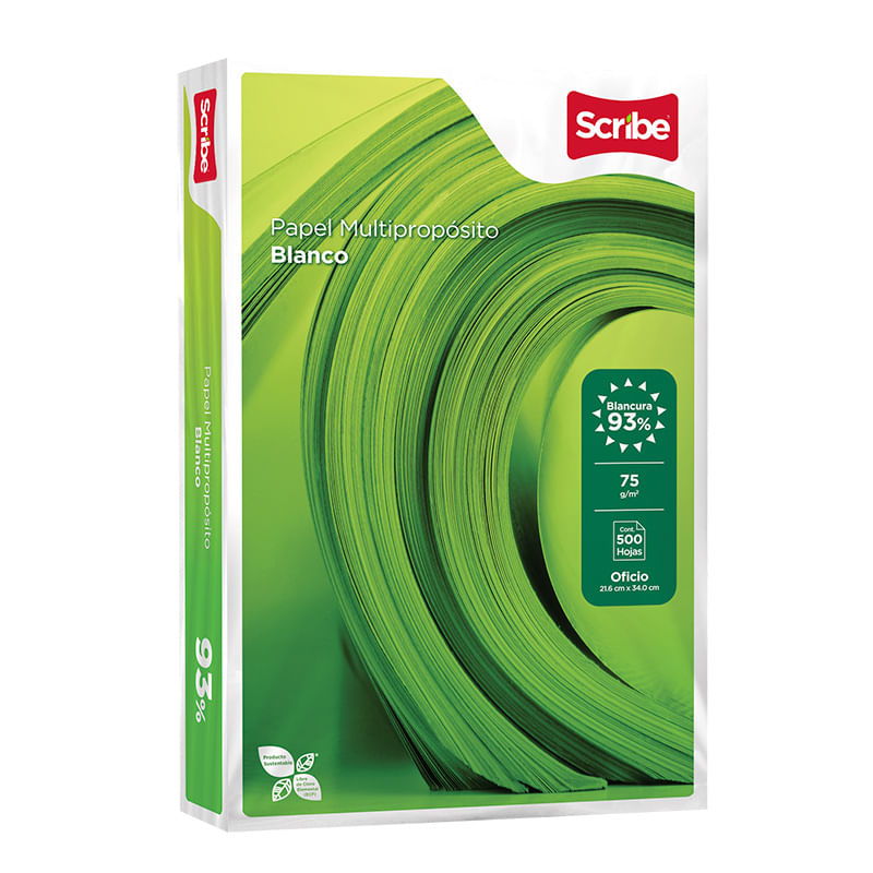 PAPEL SCRIBE VERDE OFICIO BLANCO 37K C/500HJS