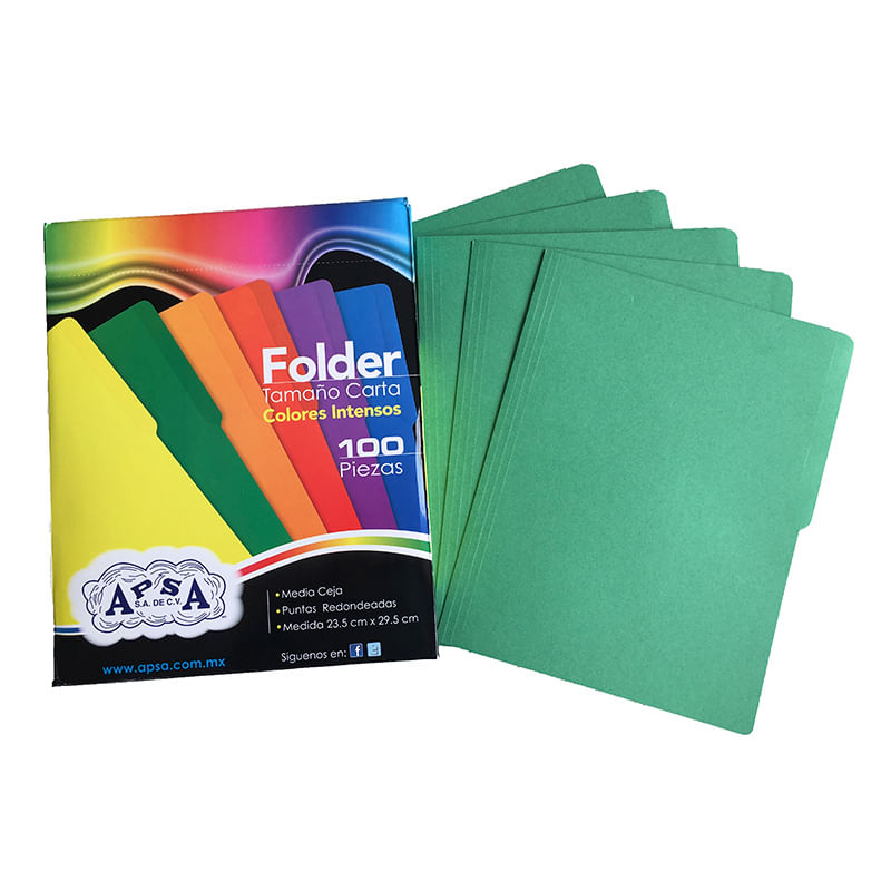 FOLDER CARTA VERDE BANDERA INTENSO CON 100PZAS