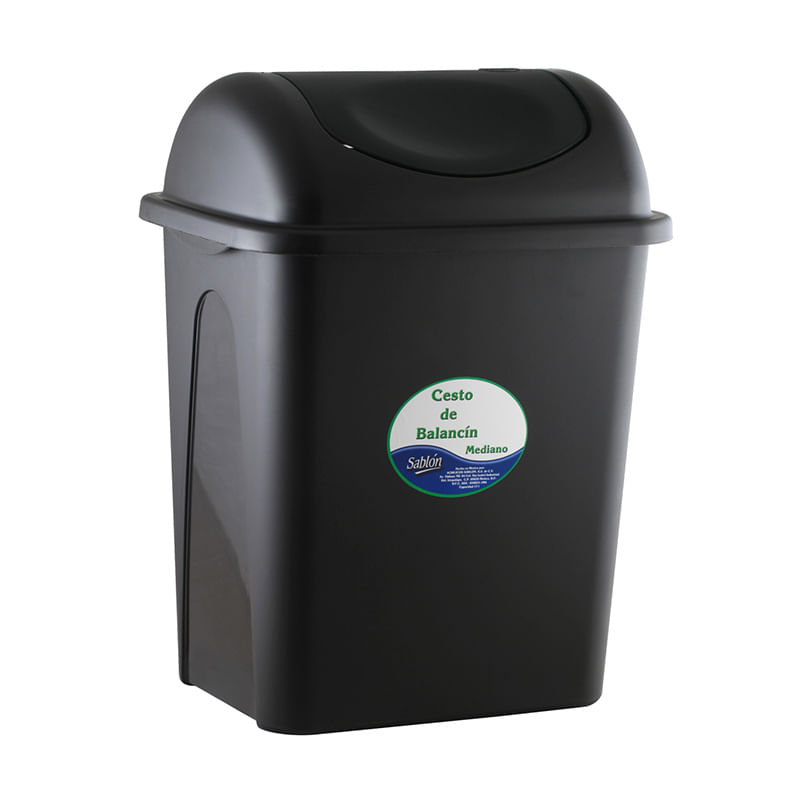 Plastic Trends Bote Basurero Negro Con Tapa Bote Para Basura 17L
