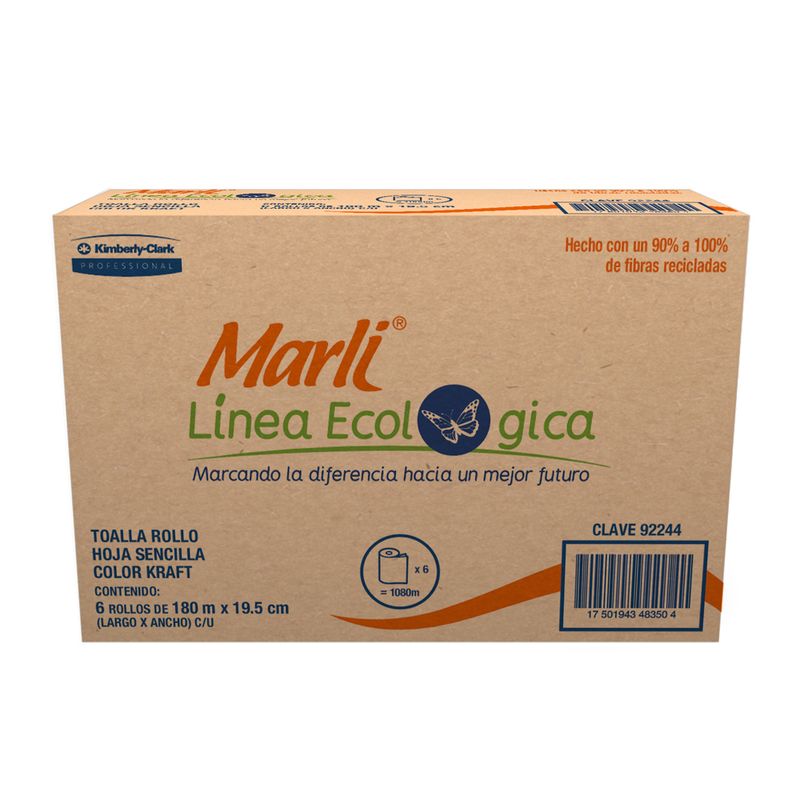 TOALLA EN ROLLO 180MTS SENC CON 6 CAFE ECOLÓGICO
