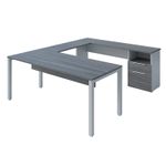 CONJUNTO DIRECTIVO ESCRITORIO RECTO CON PEDESTAL 180 MT STORM GRIS