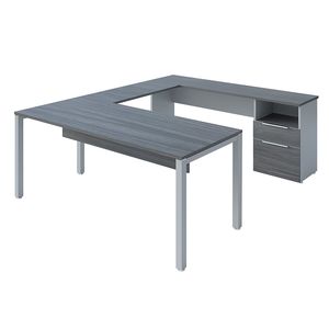 Conjunto Directivo Escritorio Recto Con Pedestal 1.80 Mt Storm Gris G15Cdr1801P1A*Sto