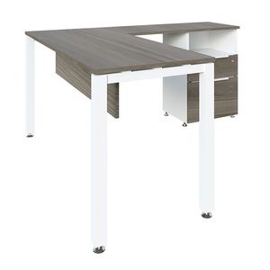 Conjunto Ejecutivo Escritorio Recto Con Pedestal 1.50 Mt Ceniza Con Blanco G15Cer1501P1A*Lib