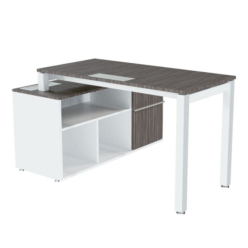 CONJUNTO EJECUTIVO ESCRITORIO S/CREDENZA  DER 150 MT CENIZO BLANCO
