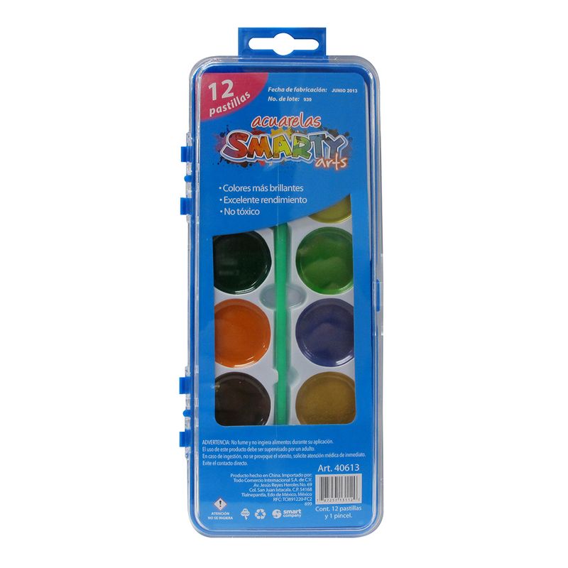 ACUARELA ESTUCHE CON 12 PASTILLAS SMARTY