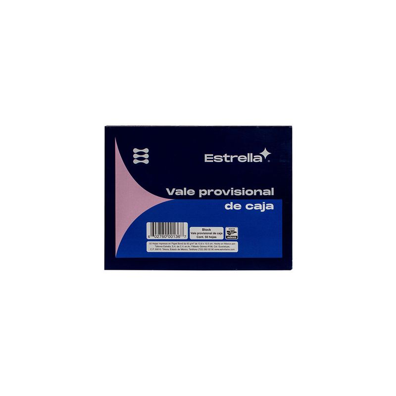 BLOCK VALE PROV CAJA 1/4CTA C/50HJS