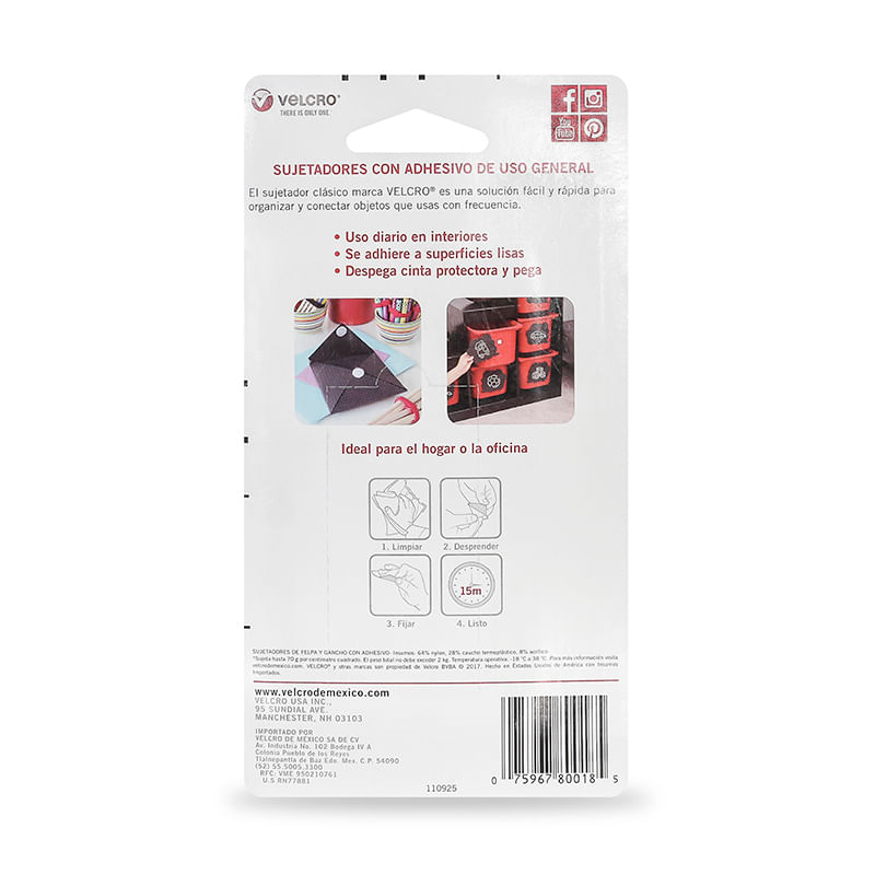 VELCRO CINTA ADHESIVA 90X19CM NEGRA C/1 PZA