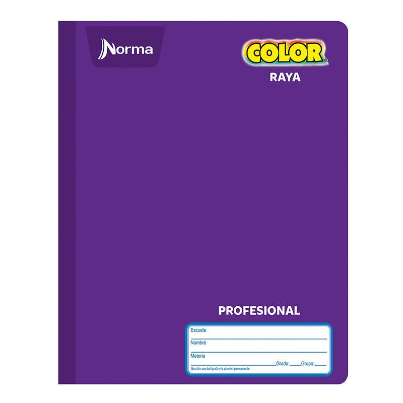 CUADERNO COSIDO PROFESIONAL 100H RAYAS NORMA COLOR