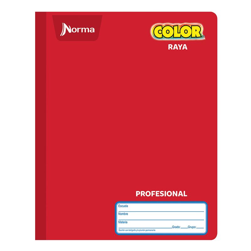 CUADERNO COSIDO PROFESIONAL 100H RAYAS NORMA COLOR