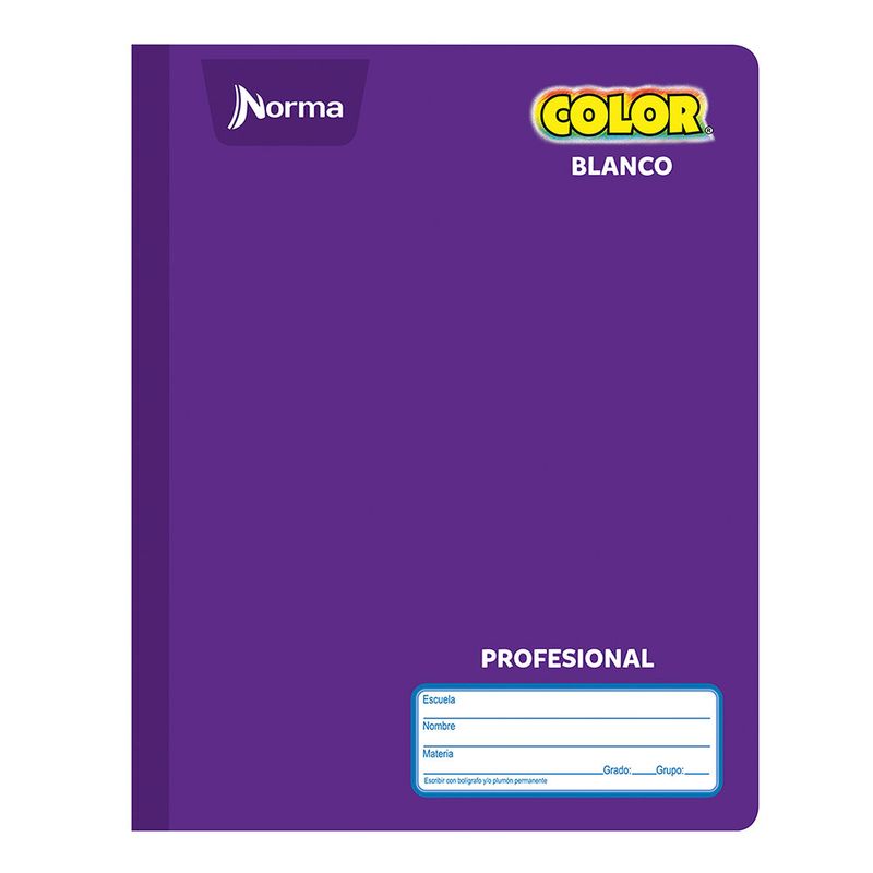 CUADERNO COSIDO PROFESIONAL 100H BLANCO NORMA COLOR