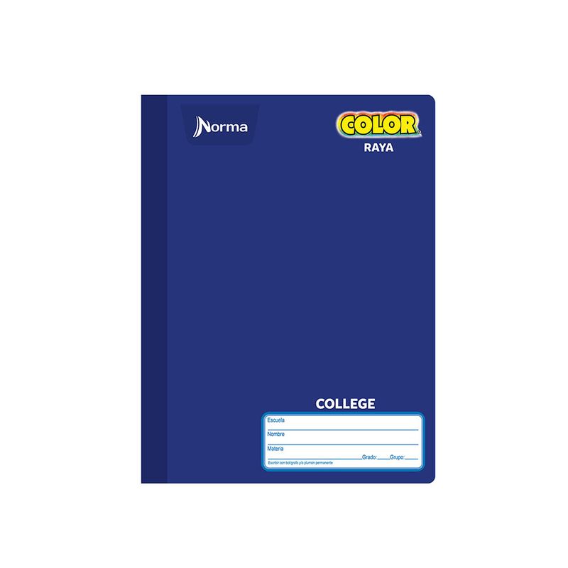 CUADERNO COSIDO COLLEGE 100H RAYAS NORMA COLOR