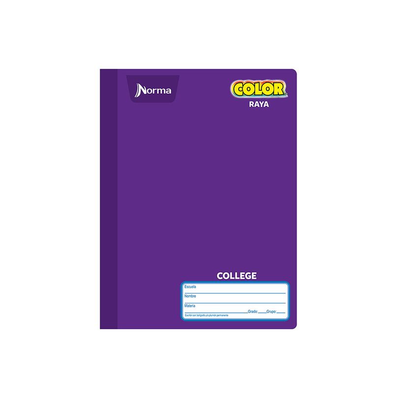 CUADERNO COSIDO COLLEGE 100H RAYAS NORMA COLOR
