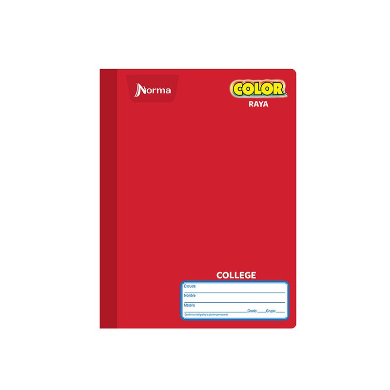 CUADERNO COSIDO COLLEGE 100H RAYAS NORMA COLOR