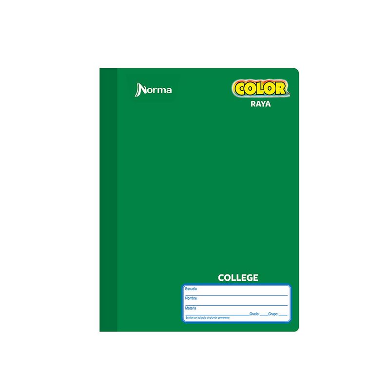 CUADERNO COSIDO COLLEGE 100H RAYAS NORMA COLOR