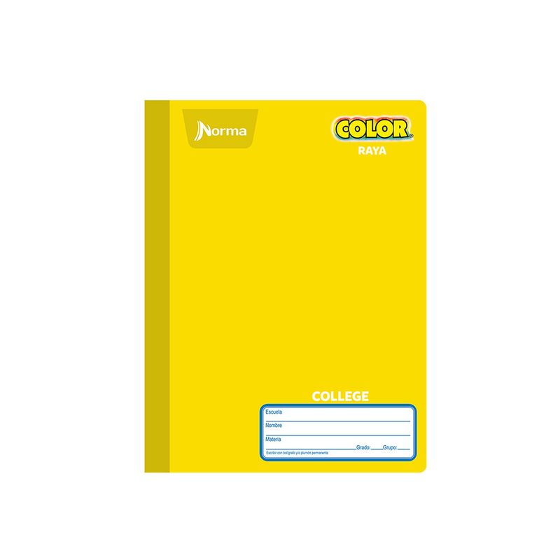 CUADERNO COSIDO COLLEGE 100H RAYAS NORMA COLOR