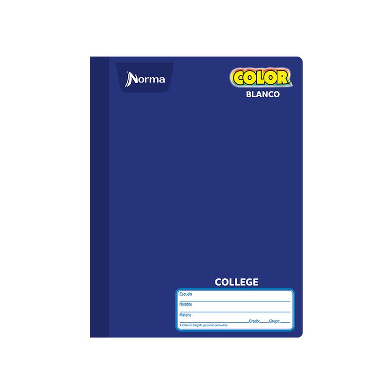CUADERNO COSIDO COLLEGE 100H BLANCO NORMA COLOR